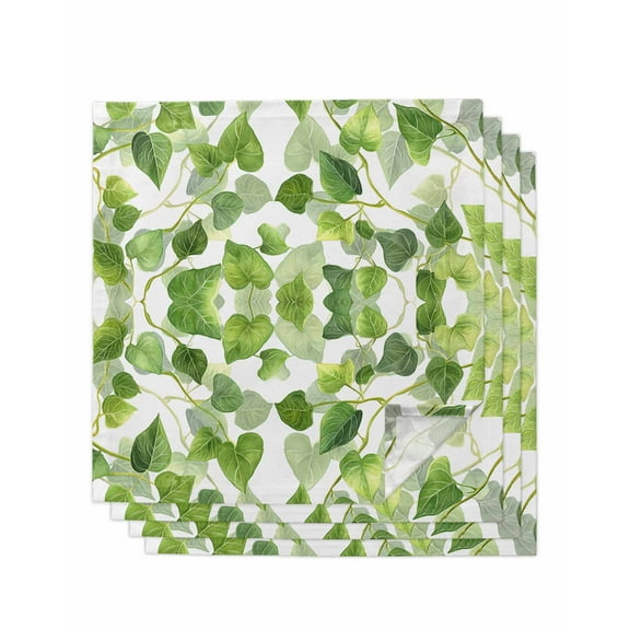 nqOlkjepod Green Plant Cloth Napkins Set of 4 Reusable Dinner Napkins, Summer Leaves Retro Pastoral Botanical Cocktail Napkin Washable Table Napkins for Wedding/Holiday Party/Baby Shower 20"x20"