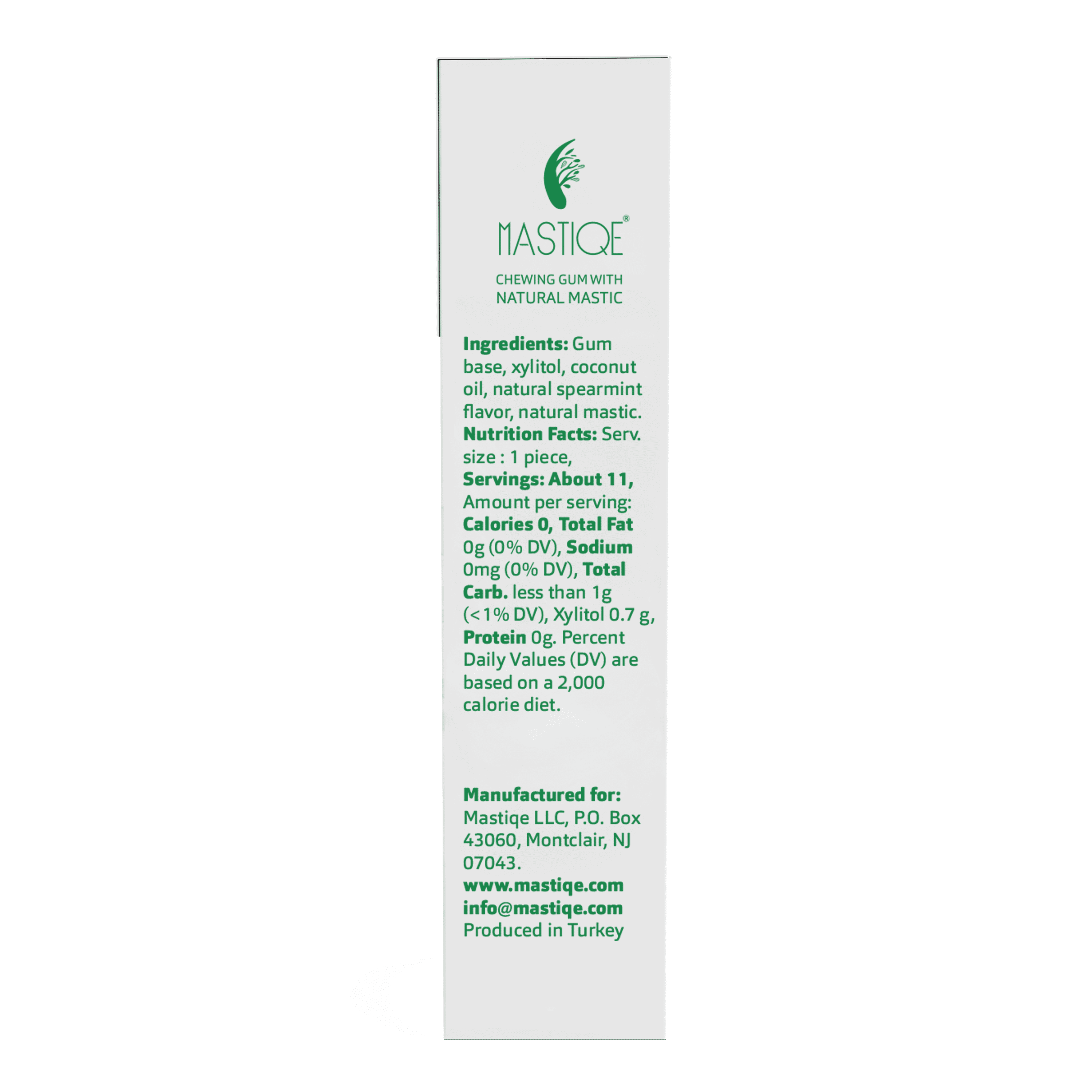 Mastiqe Sugar Free Chewing Gum with Natural Mastic -Spearmint (12 Pack)