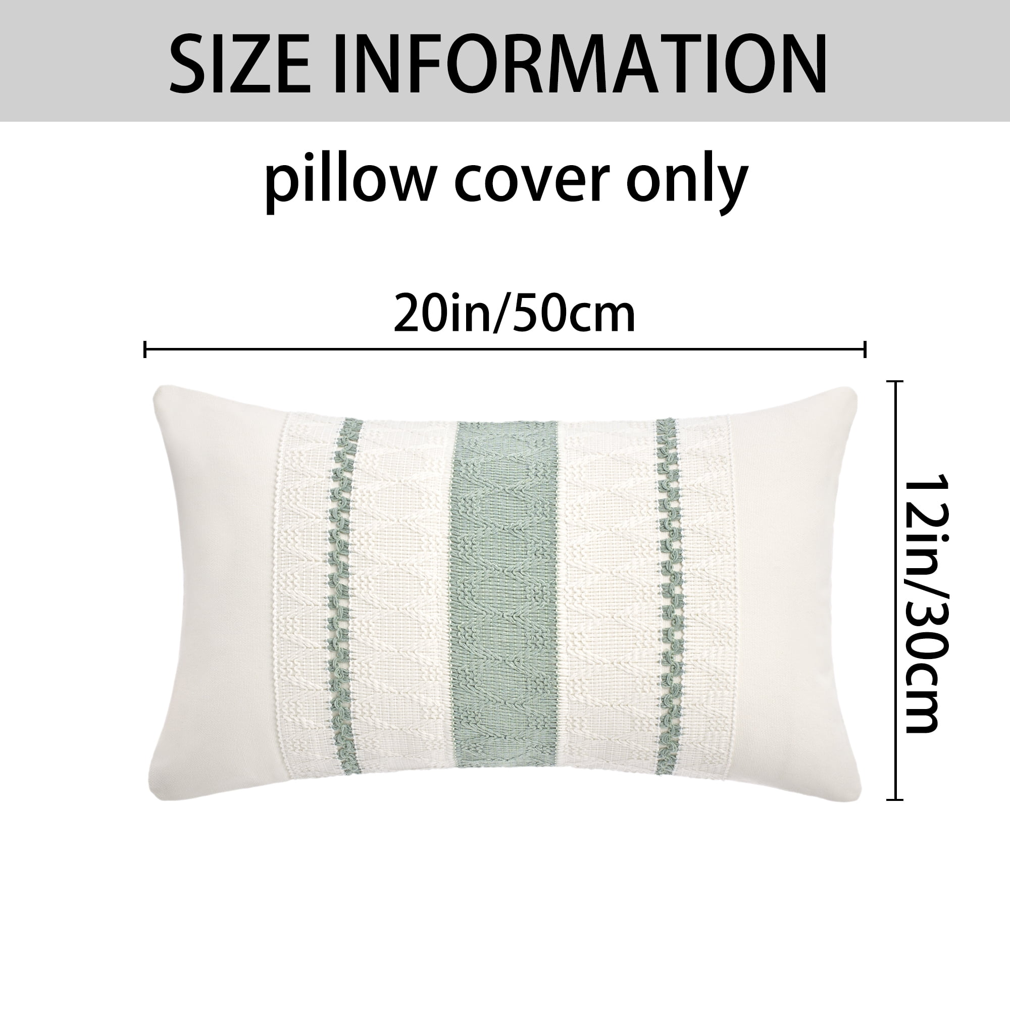 Unique Bargains Striped Throw Pillow Covers Pack of 2 Green 20" x 12"
