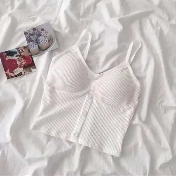 VISgogo Camisola de punto de verano para mujer, color sólido, sin mangas, sin espalda, con botones VISgogo moda