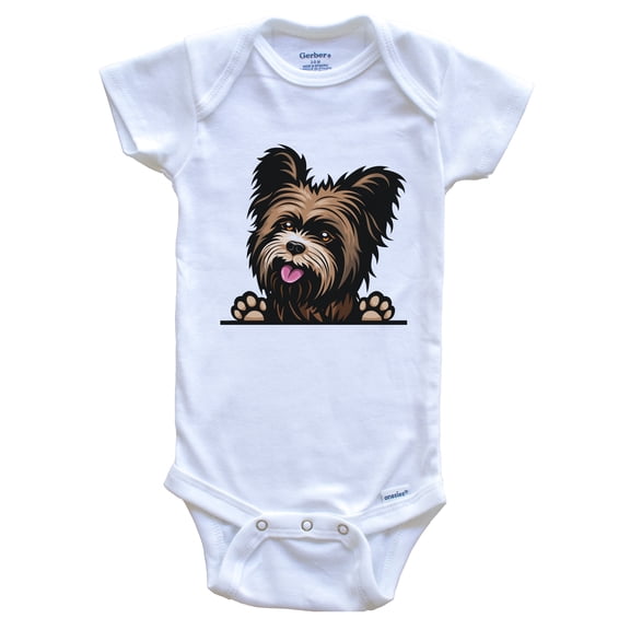 Yorkshire Terrier Dog Breed Cute Baby Bodysuit, 0-3 months white