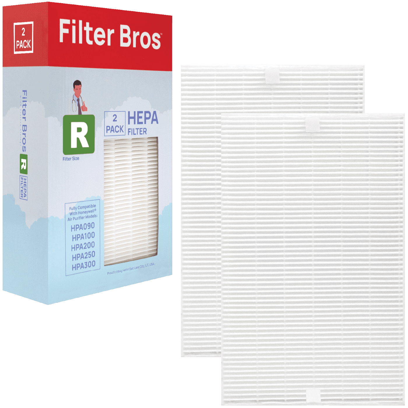 Filter Bros HRFR2 Compatible With Honeywell HEPA Air Purifier Filter R