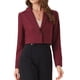 thumbnail image 1 of Blazer de mujer Allegra K de manga larga, abierto por delante, con solapa muesca, estilo de negocios, corto, color rojo oscuro, talla S, 1 of 5