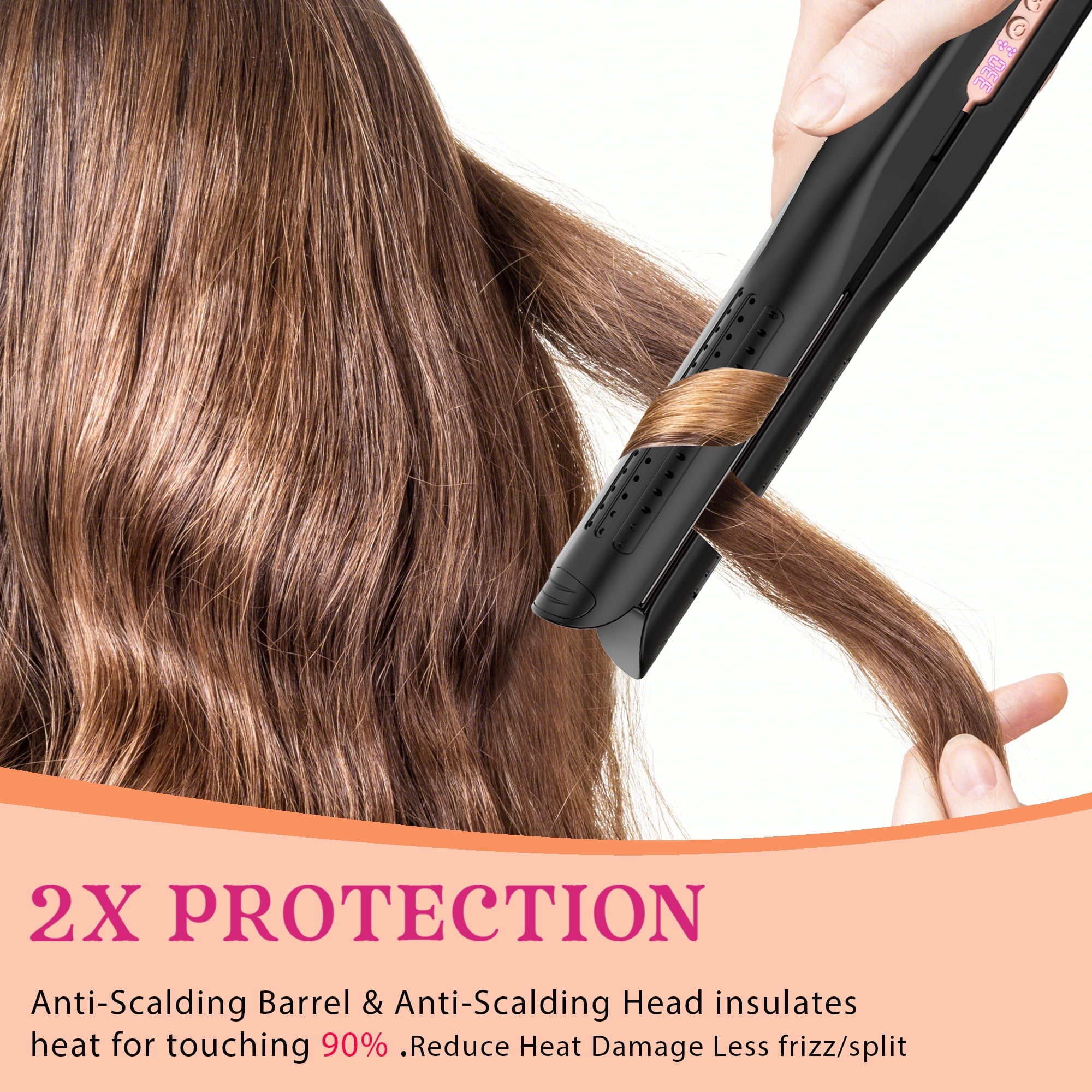 Nicebay Airflow Styling, Hair Straightener, 1 inch Curling Wand Cool Air Vent, 5 Temp, Universal Voltage