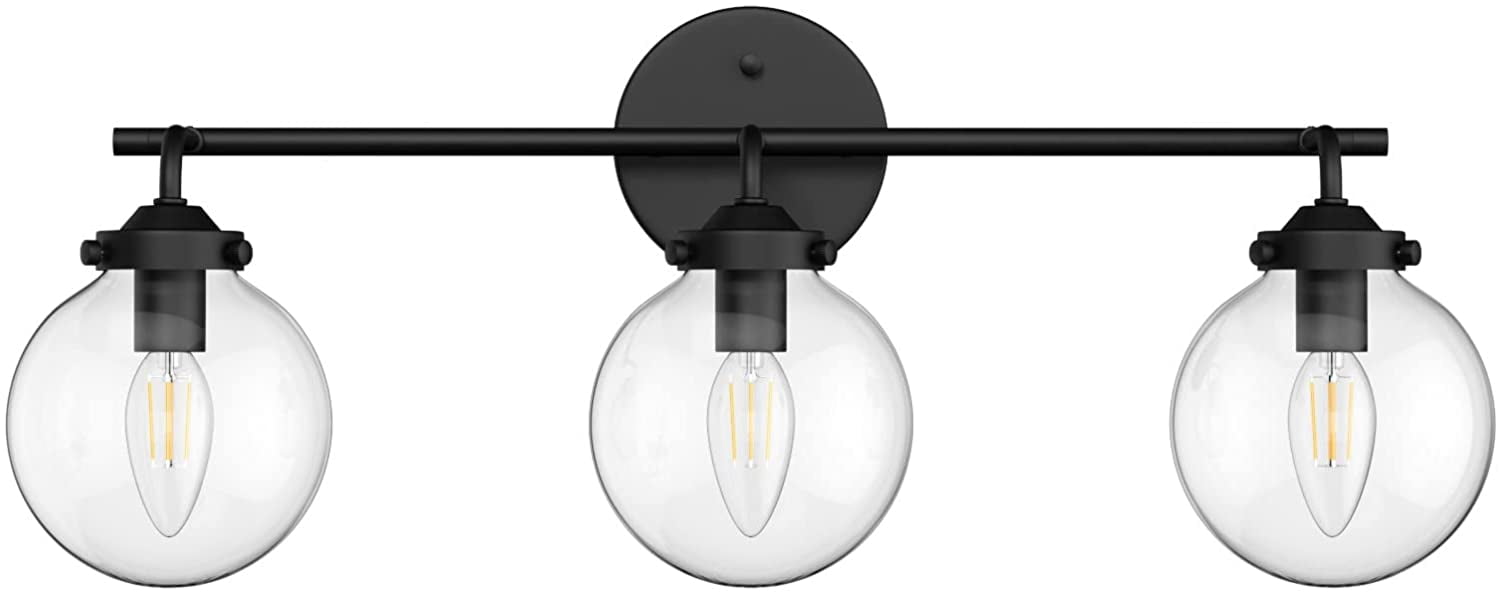 Details about   2/3-Lights Bathroom Vanity Light Fixtures Black Metal and Glass Wall Sconce US 