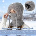 thumbnail image 3 of 3 in 1 Winter Beanie hat with Scarf and Mask for Women, Windproof Warm Balaclava Hat for Skiing, Cycling, 3 of 7