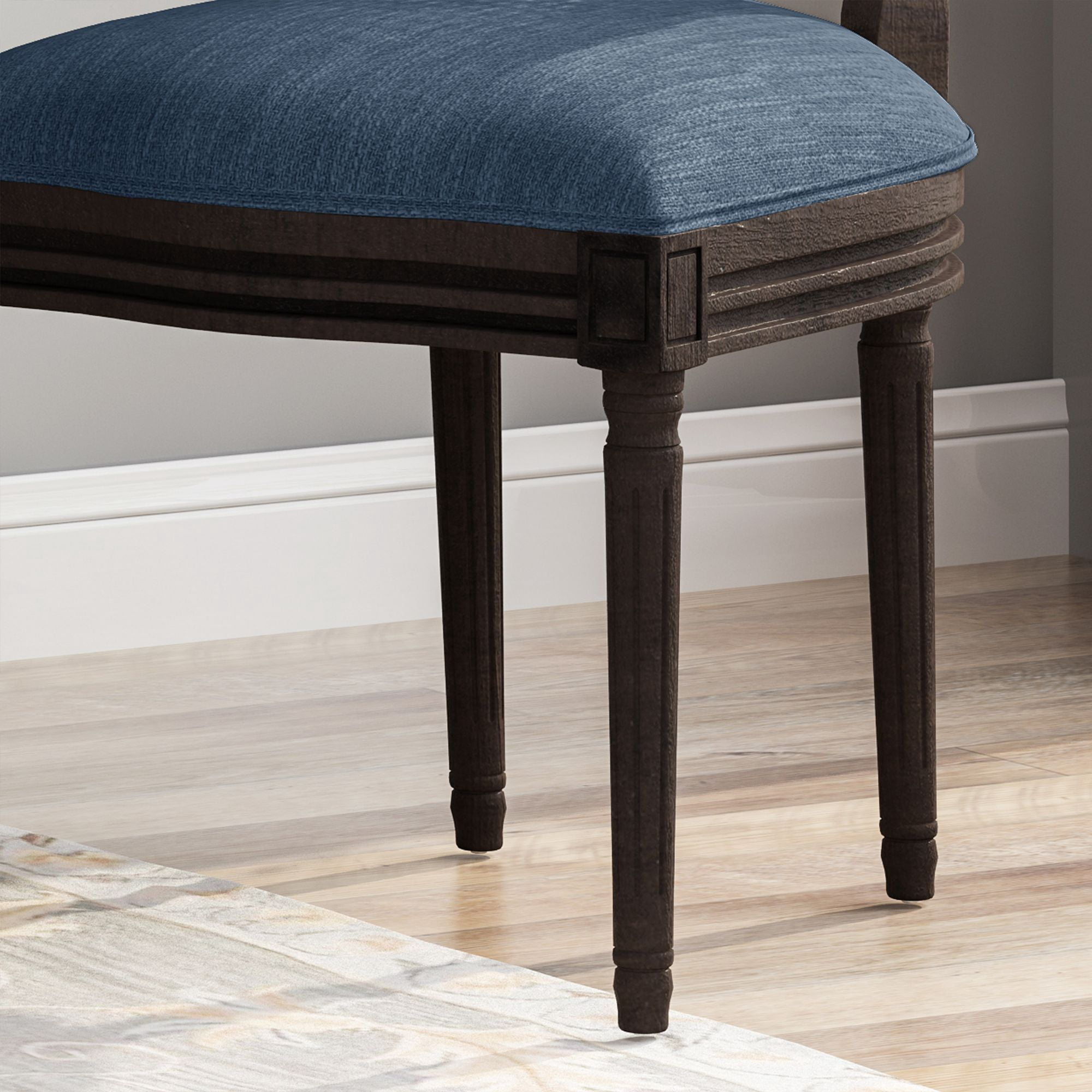 Noble House Chardean Traditional Dining Chairs, Set of 2, Navy Blue