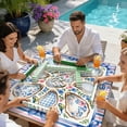 thumbnail image 5 of Mahjong Mat 31.5" x 31.5" Oyster Watercolor Floral Gingham Seashells Birds Pink Blue Stripe Non-Slip Noise Reduction American Mahjong Tiles Table Cover for Dominoes Poker Card Board Games Gift, 5 of 6