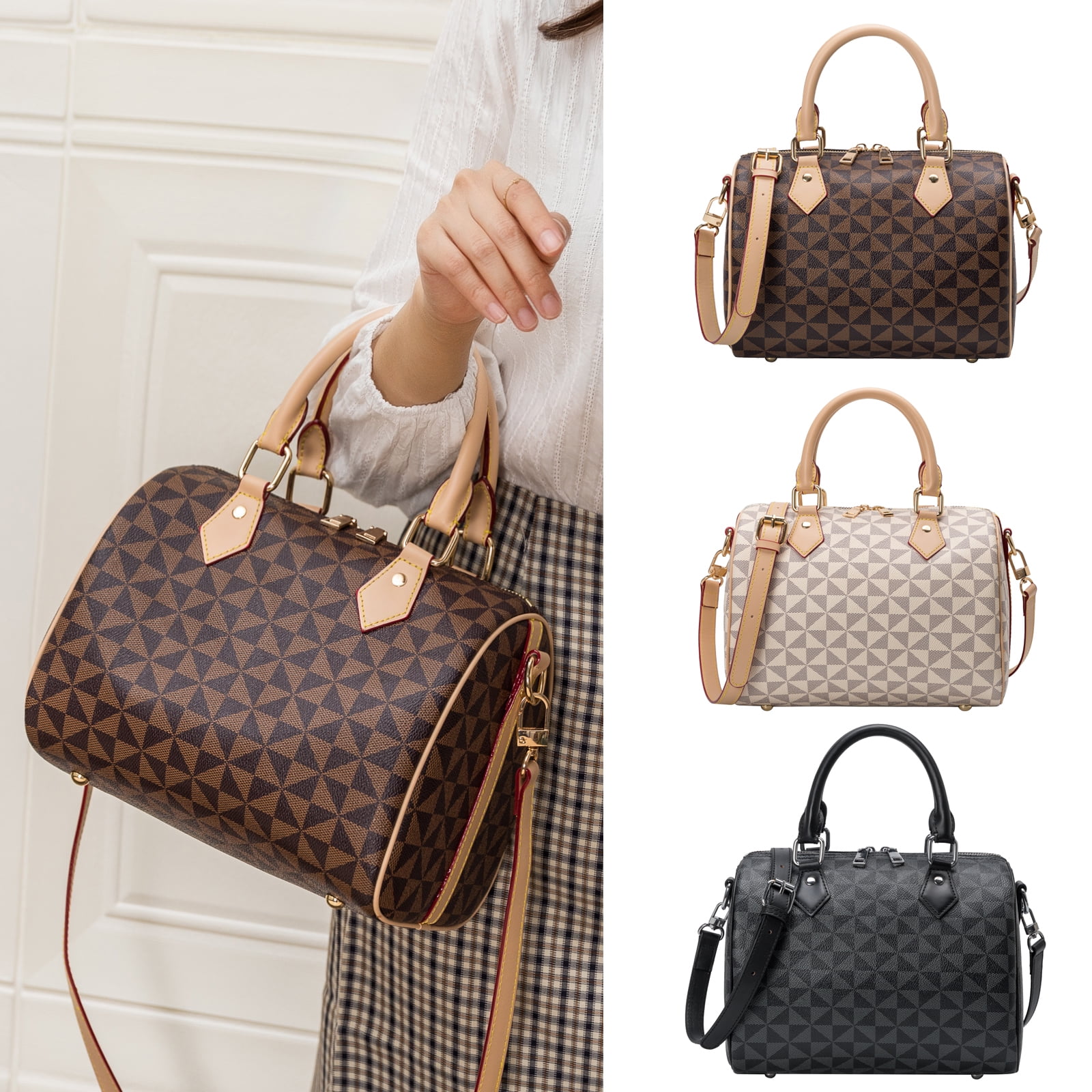 GOWELL Fashion Large Capacity Boston Pillow Bag for Women's Versatile Single Shoulder Diagonal Cross Bag Hobo Handbag Tote Bag Top-Handle Satchel Purse with Adjustable Shoulder Strap