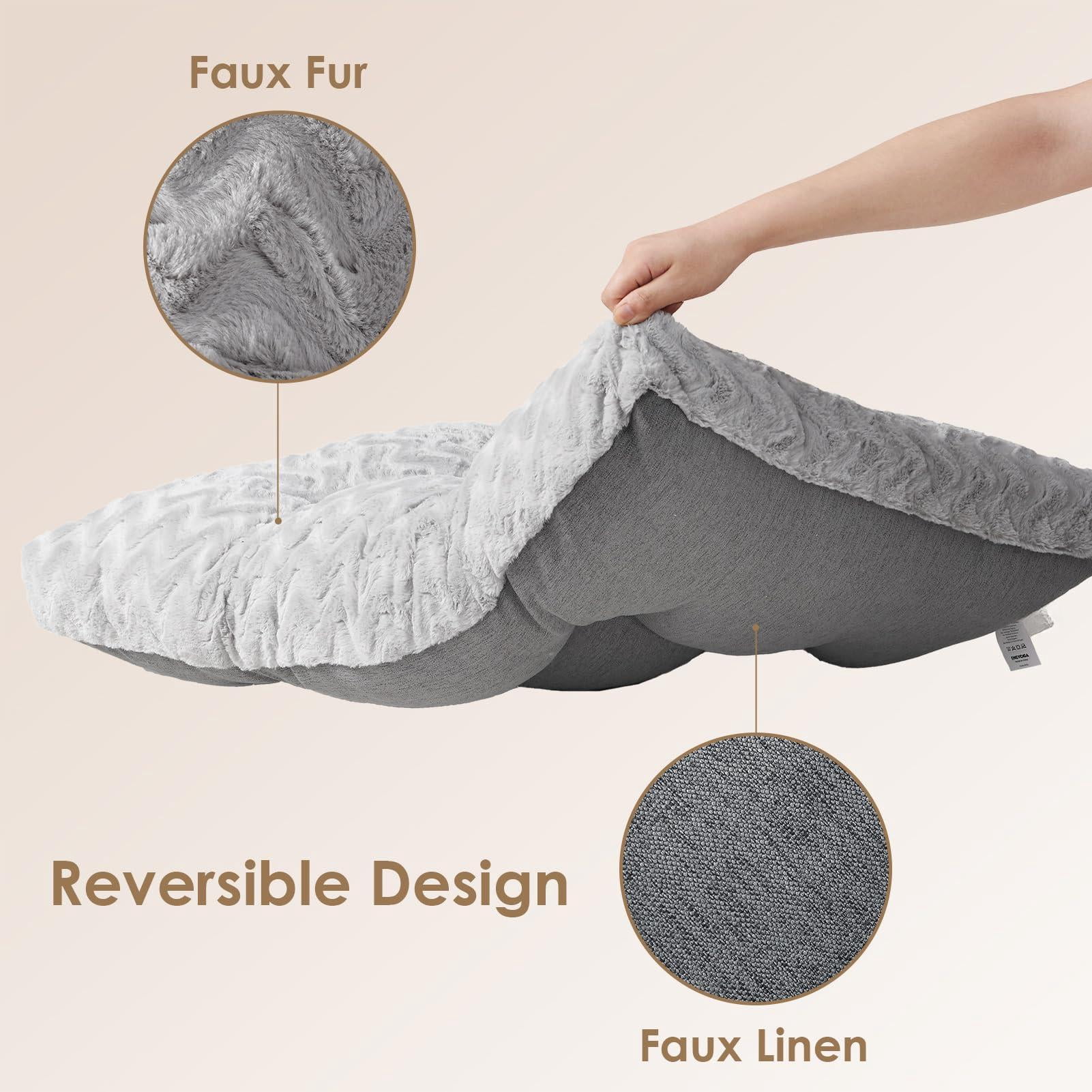 Washable Xl Dog Bed For Crate 41x27 Inch  Reversible Kennel Pad Extra Large Dogs Weight Up To 75 Lbs Plush And Comfy Pet Sleeping Mat Grey
