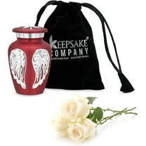 Keepsake Company Red Mini Urn for Human Ashes – Small Decorative Cremation Keepsake Urn – Ash Holder for Memorials and Tributes