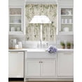 thumbnail image 3 of Watercolor Floral Swag Kitchen Curtains Sets for Windows 24 Inch Length, Spring Flowers Birds Plants Country Beige Short Window Curtain Swags Valances and Tiers 3 Piece Set for Cafe/Dining Room, 3 of 5