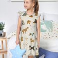 thumbnail image 4 of Fotbe Dogs Funny Pets Vestido de Dormir para Niñas de 3 a 10 Años, Mangas Cortas, Estilo Princesa, Pijama Camisón con Mangas Voladas-Small, 4 of 6