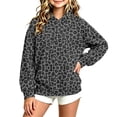 thumbnail image 6 of Falkdiz Hooded Sweatshirts for Girls Leopard Print Warm Pullover Cute Outdoor Long Sleeve Party Gifts Girls Tops Winter , Black , Size: 5-6 Years, 6 of 6