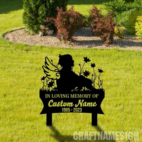 Craftnamesign Custom Child Memorial Stake, Boy Memorial Plaque with Stake, Child Grave Marker