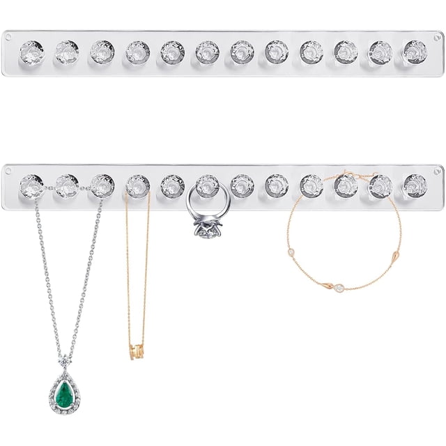 2 perchas para collares, estante para joyas montado en la pared, organizador de collares autoadhesivo, estante para exhibición de joyas, gancho para almacenamiento de joyas, utilizado para collares, pendientes, pulseras oso de fresa Electrónica