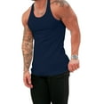 thumbnail image 5 of Inadays Men's Workout Tank Top Gym Fitness Athletic Shirts Quick Dry Bodybuilding Sleeveless Plain Muscle T Shirts, Dark Blue, L, 5 of 7