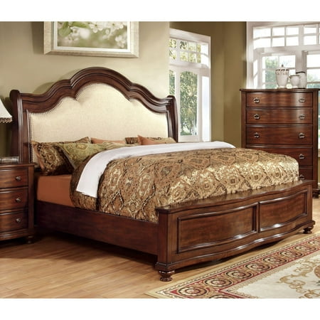 - Furniture of America Meveena Sleigh Bed with Low Footboard