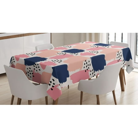 

Navy and Blush Tablecloth Hand Painted Style Brushstrokes in Pastel Colors Abstract Artistic Pattern Rectangular Table Cover for Dining Room Kitchen 60 X 84 Inches Multicolor by Ambesonne