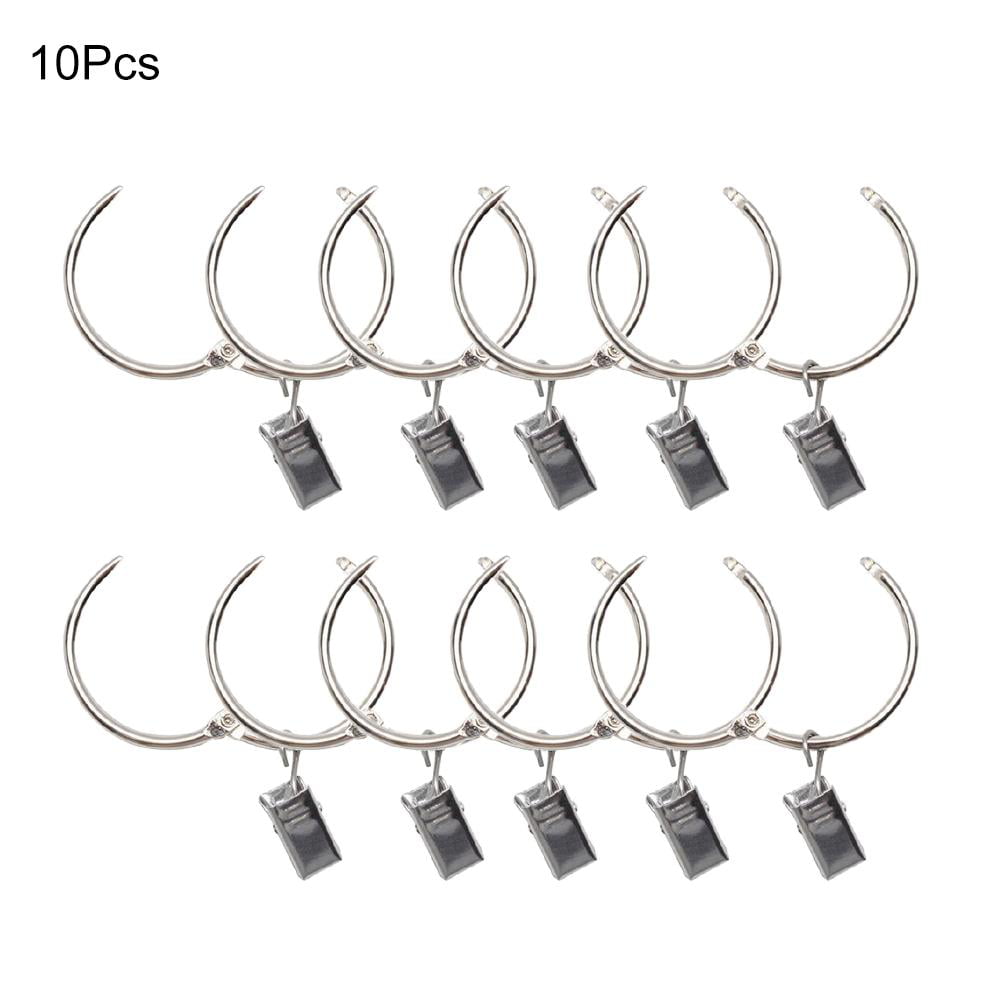 Curtains Clamps with Hooks for Hanging Heavy Drapes Fabric Bows Caps Metal Drapery Clip with Ring White WeeksEight 20PCS Large Curtain Rings with Clips Rings 1.77 inch I D 