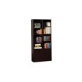 71" Espresso Adjustable Six Tier Standard Bookcase With Two Doors