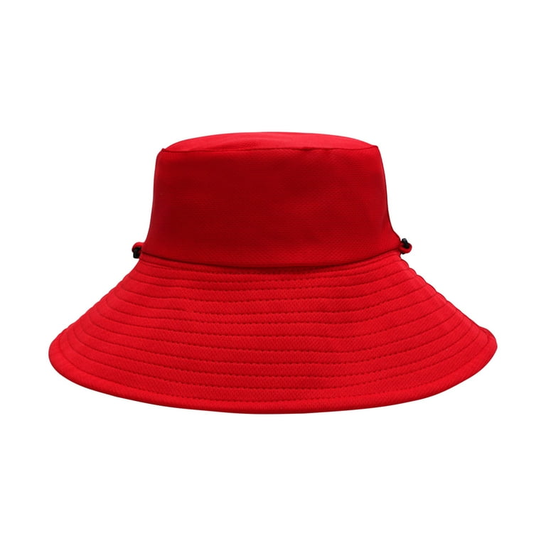 Fesfesfes Fisherman's Hat Men and Women Bucket Hat Solid Color Double Sided  With Windproof Cord Cap Sun Hat 