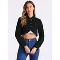 thumbnail image 4 of DARING DIVA Women's Casual Collared Long Sleeve Crop Jean Jackets S Black, 4 of 6