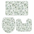 thumbnail image 2 of Watercolor Style Leaf Bathroom Rugs Set Country Green Plant Non Slip Absorbent Soft Bath Mats 3 Piece Set with Bathroom Rug, U-Shaped Floor Mat, Toilet Seat Cover Large Size, 2 of 9