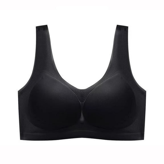 HOOMEUMY Bras for Women Gathered Vice Breast Beauty Back Buckle Large Size Underwear Wide Straps Comfortable Push Up Bra Traceless Seamless Underwear-Black-Black