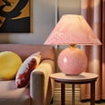 thumbnail image 6 of Deyidn Pink Crackle Glaze Ceramic Table Lamp with Linen Shade, 11.81", Farmhouse Style Decorative Lighting, 6 of 14