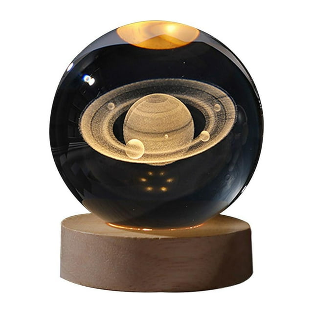 LED Crystal Table Lamp USB 3D Moon Galaxy Globe Night Light XmasDecor Kids V6M7