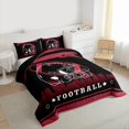 thumbnail image 3 of Homewish Rugby Helmet Print Bedding Comforter Set for Boys, Black Crismon Football Soccer Twin Comforter Sets, Sports Theme Reversible Bedding Set, Breathable Home Decor, 2 Pieces, 3 of 8