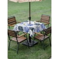thumbnail image 4 of Outdoor Tablecloths with Umbrella Hole & Zipper, Blue Ombre Spring Floral 54x54 Inch Square Tablecloths, Summer Botanical Flowers Waterproof Table Cloth, Patio/Pool/Picnic Table Covers, 4 of 8