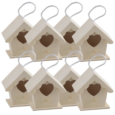 3.7" Wooden Heart Birdhouse by Make Market - Unfinished Hanging Birdhouse Made of 100% Wood - Bulk 8 Pack