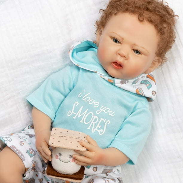 Paradise Galleries Realistic Baby Doll With Rooted Hair Magnetic Pacifier I Love You S Mores Inch Realistic Boy 7 Piece Gift Set Weighted Body Walmart Com