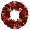 Northlight 12.5" Red/White Flowers and Berries Artificial Valentine's Day Floral Wreath