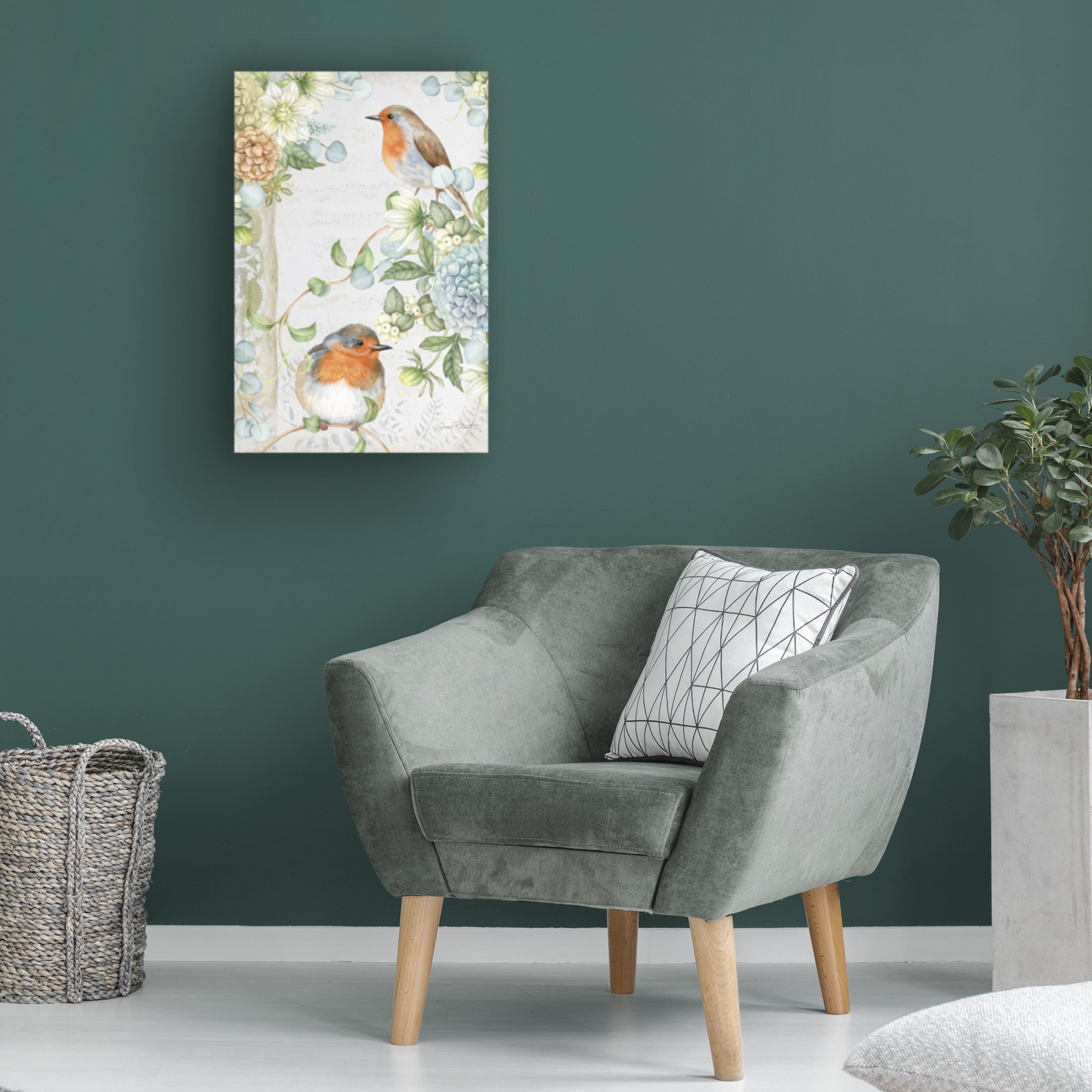 Canvas Wall Art - Jean Plout 'Songbirds C' Wall Art for Living Room, Bedroom, or Office Décor by Trademark Fine Art - 22 x 32 Inches