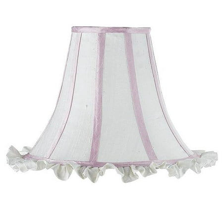 Ruffled Lamp - Large Shade - White Ruffle w Pink trim