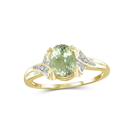 JewelersClub 1.30 Carat Green Amethyst Gemstone and Accent White Diamond Ring
