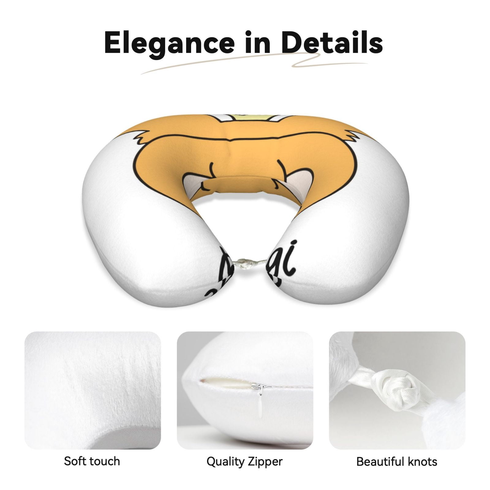 Xecao Prince Corgi Dog Print Memory Foam Cervical Neck Pillow Versatile U-Shaped Pillows for Home,Office,Camping,Travelling,Soft Washable Cover