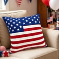 thumbnail image 6 of Pillow Cover, Patriotic Decor Red White Blue Printed Cushion Case, Flock Fabric Pillow Slip with Invisible Zipper for Sofa, Chair and Car, lovely gift for family members, for Independence Day, 6 of 6