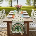 thumbnail image 4 of St Patrick's Day Table Runner, Spring Lucky Shamrock Rainbow Beige Washable Cotton Linen Table Runners 36 Inches Long, Dresser Scarf Runner for Nightstand/End Tables/Round Tables 13''x36'', 4 of 9