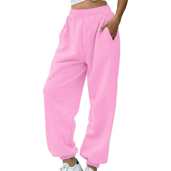 Seductiva Women's Wide Leg Pants Women's Sweatpants Petite Length Pockets Pants Casual Workout Joggers Drawstring Waist Sweat Beach Pants Loose Fit