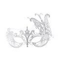 thumbnail image 1 of FESTNIGHT - Media máscara de metal cortada con láser plateada con diseño de mariposa de lujo, 1 of 7