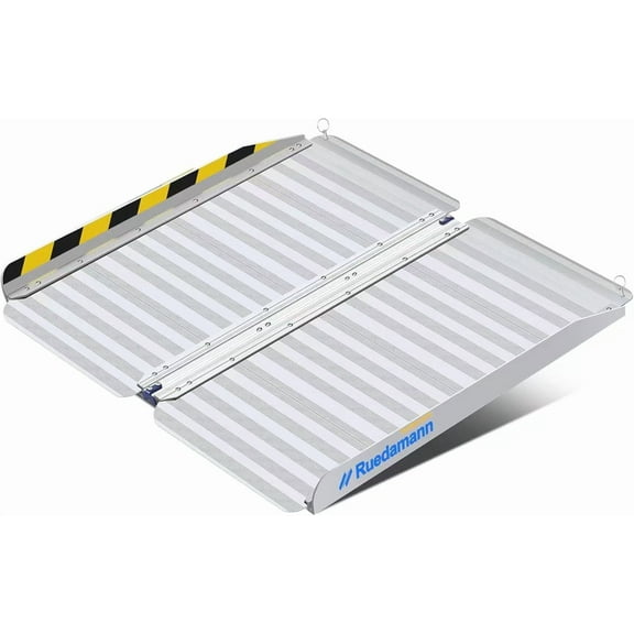 Ruedamann 2ft Aluminum Folding Threshold Ramp Wheelchair Ramps for Wheelchairs,Steps,Stairs,Curbs,Doorways,Non-Skid Surface Portable Wheelchair Ramp (MR607M-2)