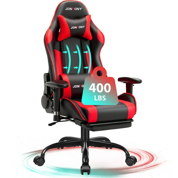 JONPONY Game Chair,Ergonomically Designed Computer Chair with headrest and 2D Armrests,with Footrest and Lumbar Support,High Back Office Chair Support 8 Hours Long Sitting,Computer Chair,RED