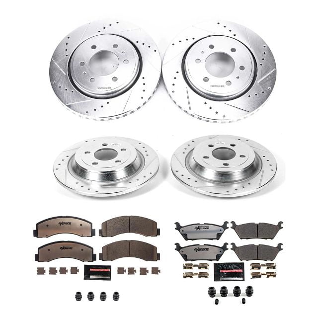 PowerStop Front and Rear Z36 Truck & Tow Carbon-Fiber Ceramic Brake Pad and Drilled and Slotted Rotor Kit Fits: FORD Select Models K6803-36