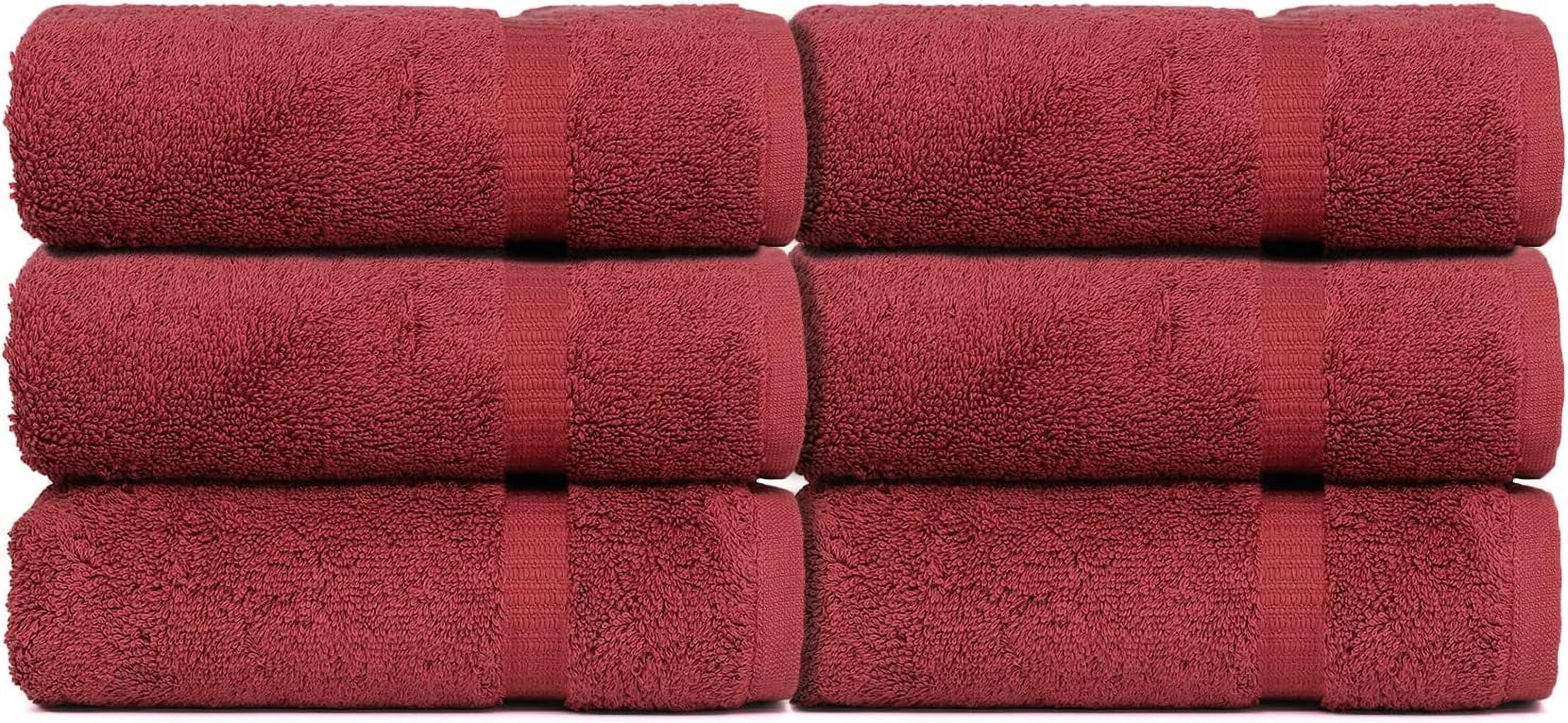 Luxury Hotel &  Collection, 100% Turkish Cotton 700 GSM Cloth, for Body wash, Makeup Remover & Cleaning, Baby, face, Dobby Border Soft washcloths Towel Set 13" X 13", Cranberry, Set of 6