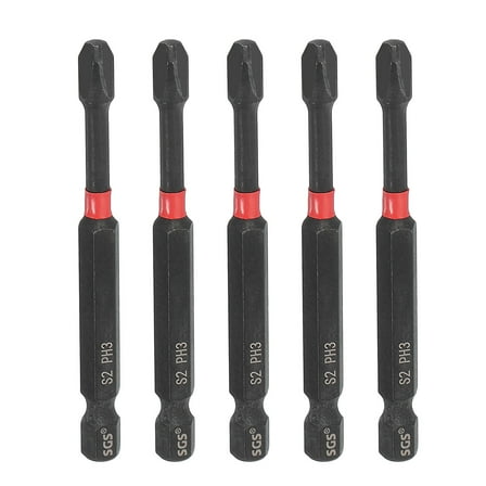 Uxcell 5Pcs PH3 Phillips Impact Screwdriver Bit 1/4" Hex Shank 3" Long Magnetic