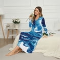 thumbnail image 3 of Tutolipy Marbled Printed Nightgowns for Women V Neck Sleepwear Long Sleeve Loungewear Button Nightshirts for Fall Winter, M, 3 of 7